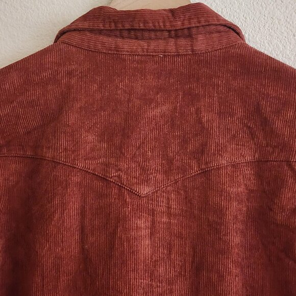 Semantic Design Shirt Mens Large Red Corduroy Western Aztec Pocket Vintage Style - Picture 11 of 14